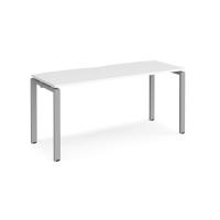 Adapt single desk 1600mm x 600mm - silver frame, white top