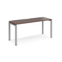 Adapt starter unit single 1600mm x 600mm - silver frame, walnut top