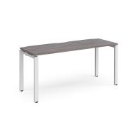 Adapt single desk 1600mm x 600mm - white frame, grey oak top