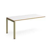 Adapt add on unit single 1600mm x 800mm - green frame, white top, oak edge