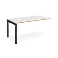 Adapt add on unit single 1600mm x 800mm - black frame, white top with oak edging