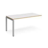 Adapt add on unit single 1600mm x 800mm - silver frame, white top with oak edging