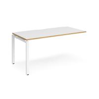 Adapt add on unit single 1600mm x 800mm - white frame, white top with oak edging
