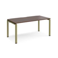 Adapt single desk 1600mm x 800mm - green frame, walnut top