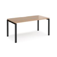 Adapt single desk 1600mm x 800mm - black frame, beech top