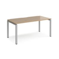 Adapt single desk 1600mm x 800mm - silver frame, kendal oak top