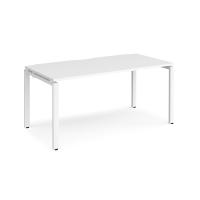 Adapt single desk 1600mm x 800mm - white frame, white top