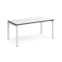 Adapt single desk 1600mm x 800mm - white frame, white top, black edge