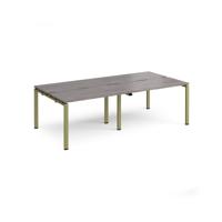 Adapt double back to back desks 2400mm x 1200mm - green frame, grey oak top
