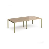 Adapt double back to back desks 2400mm x 1200mm - green frame, kendal oak top
