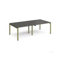 Adapt double back to back desks 2400mm x 1200mm - green frame, storm grey top