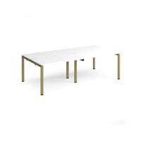 Adapt double back to back desks 2400mm x 1200mm - green frame, white top