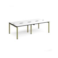 Adapt double back to back desks 2400mm x 1200mm - green frame, white top, black edge