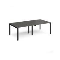 Adapt double back to back desks 2400mm x 1200mm - black frame, storm grey top