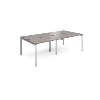 Adapt double back to back desks 2400mm x 1200mm - silver frame, grey oak top