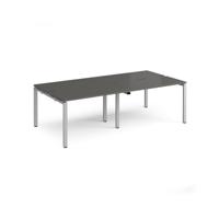Adapt double back to back desks 2400mm x 1200mm - silver frame, storm grey top