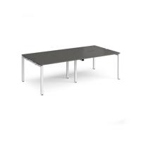 Adapt double back to back desks 2400mm x 1200mm - white frame, storm grey top