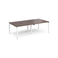 Adapt double back to back desks 2400mm x 1200mm - white frame, walnut top