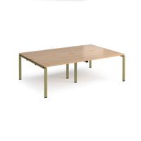 Adapt double back to back desks 2400mm x 1600mm - green frame, beech top