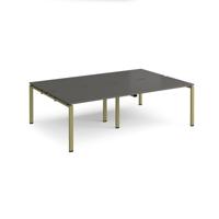 Adapt double back to back desks 2400mm x 1600mm - green frame, storm grey top