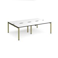 Adapt double back to back desks 2400mm x 1600mm - green frame, white top, black edge