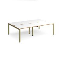 Adapt double back to back desks 2400mm x 1600mm - green frame, white top, oak edge