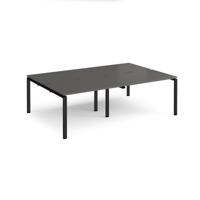 Adapt double back to back desks 2400mm x 1600mm - black frame, storm grey top