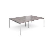 Adapt double back to back desks 2400mm x 1600mm - silver frame, grey oak top