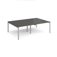 Adapt double back to back desks 2400mm x 1600mm - silver frame, storm grey top