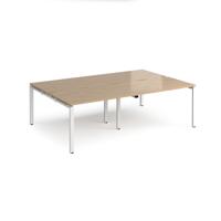 Adapt double back to back desks 2400mm x 1600mm - white frame, kendal oak top