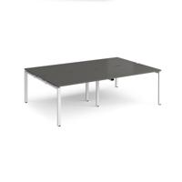 Adapt double back to back desks 2400mm x 1600mm - white frame, storm grey top