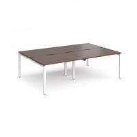 Adapt double back to back desks 2400mm x 1600mm - white frame, walnut top