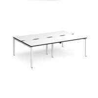 Adapt double back to back desks 2400mm x 1600mm - white frame, white top, black edge