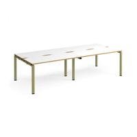 Adapt double back to back desks 2800mm x 1200mm - green frame, white top, oak edge