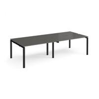 Adapt double back to back desks 2800mm x 1200mm - black frame, storm grey top
