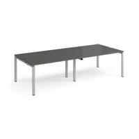 Adapt double back to back desks 2800mm x 1200mm - silver frame, storm grey top