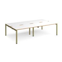 Adapt double back to back desks 2800mm x 1600mm - green frame, white top, oak edge