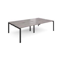 Adapt double back to back desks 2800mm x 1600mm - black frame, grey oak top