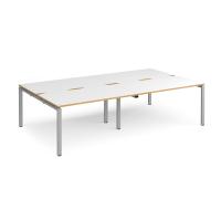Adapt double back to back desks 2800mm x 1600mm - silver frame, white top with oak edging