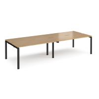 Adapt double back to back desks 3200mm x 1200mm - black frame, oak top