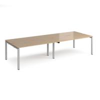 Adapt double back to back desks 3200mm x 1200mm - silver frame, kendal oak top