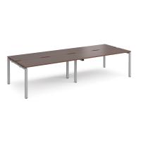 Adapt double back to back desks 3200mm x 1200mm - silver frame, walnut top
