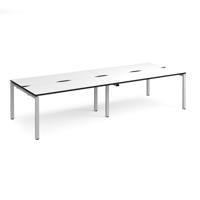 Adapt double back to back desks 3200mm x 1200mm - silver frame, white top, black edge
