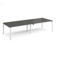 Adapt double back to back desks 3200mm x 1200mm - white frame, storm grey top