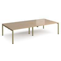 Adapt double back to back desks 3200mm x 1600mm - green frame, kendal oak top