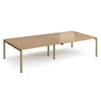 Adapt double back to back desks 3200mm x 1600mm - green frame, oak top