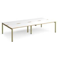 Adapt double back to back desks 3200mm x 1600mm - green frame, white top, oak edge