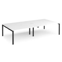 Adapt double back to back desks 3200mm x 1600mm - black frame, white top