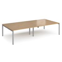 Adapt double back to back desks 3200mm x 1600mm - silver frame, oak top