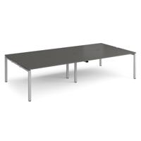 Adapt double back to back desks 3200mm x 1600mm - silver frame, storm grey top